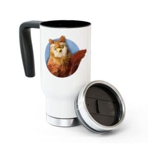Owl on Travel Mug with Handle, 14oz