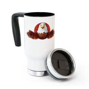 Eagle on Travel Mug with Handle, 14oz