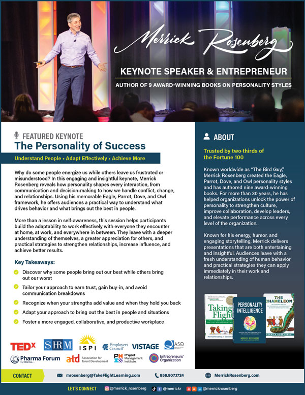 Merrick Rosenberg, Keynote Speaker One Sheet